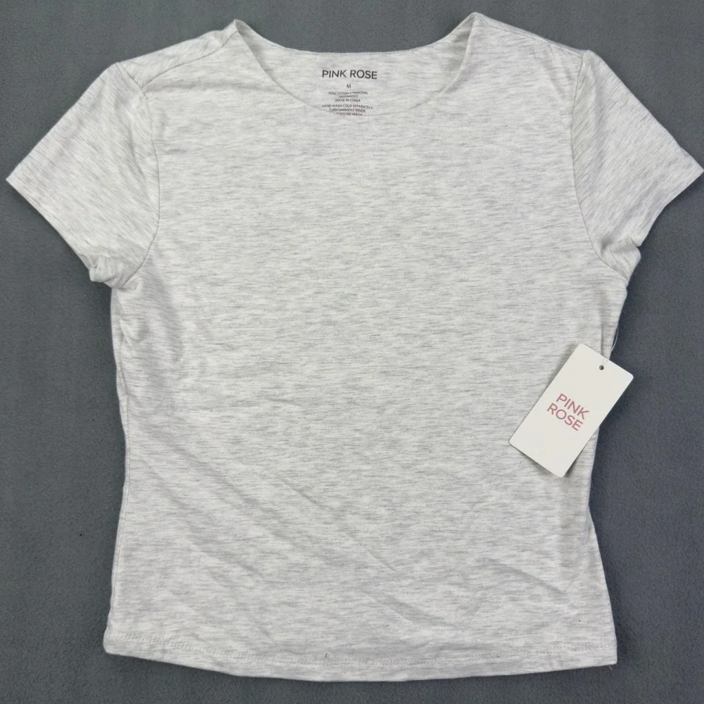 Pink Rose Short Sleeve T-Shirt Size M Heather Gray Kids